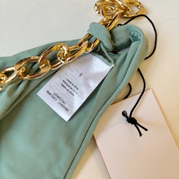 LOVEWAVE Wailani Bikini Bottom Low Rise Chain NWT Green Mint Swim Bathing Suit S - Picture 4 of 8